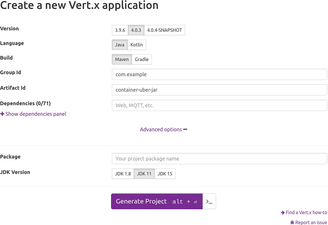 Generating a Maven Project